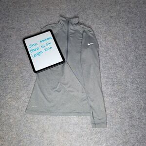 Nike‎ Pro Women's Medium Gray Dri-FIT Half Zip Pullover Long Sleeve Top